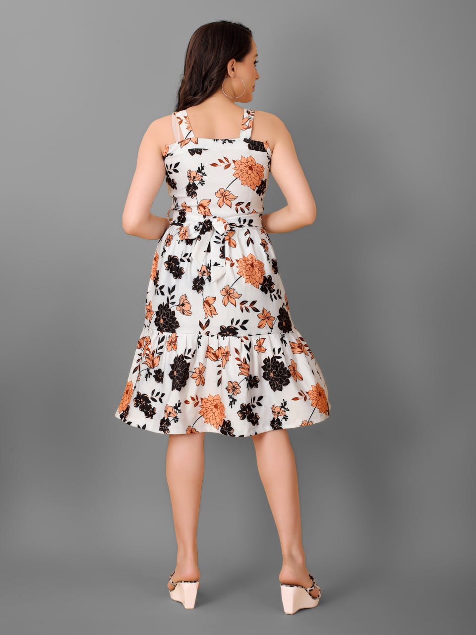 Western Floral Design Sleeveless Frock