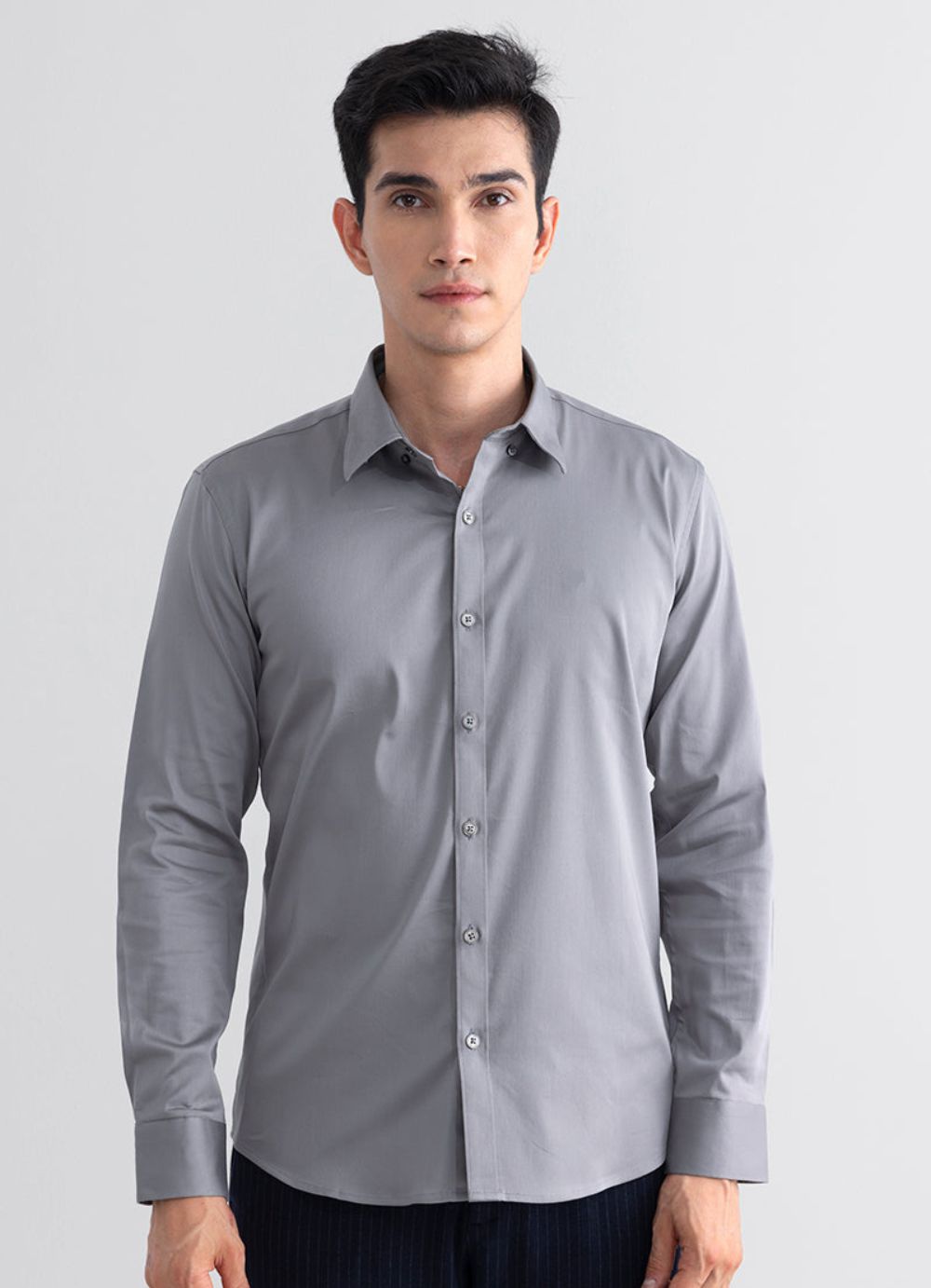 Grey plain formal shirt for men