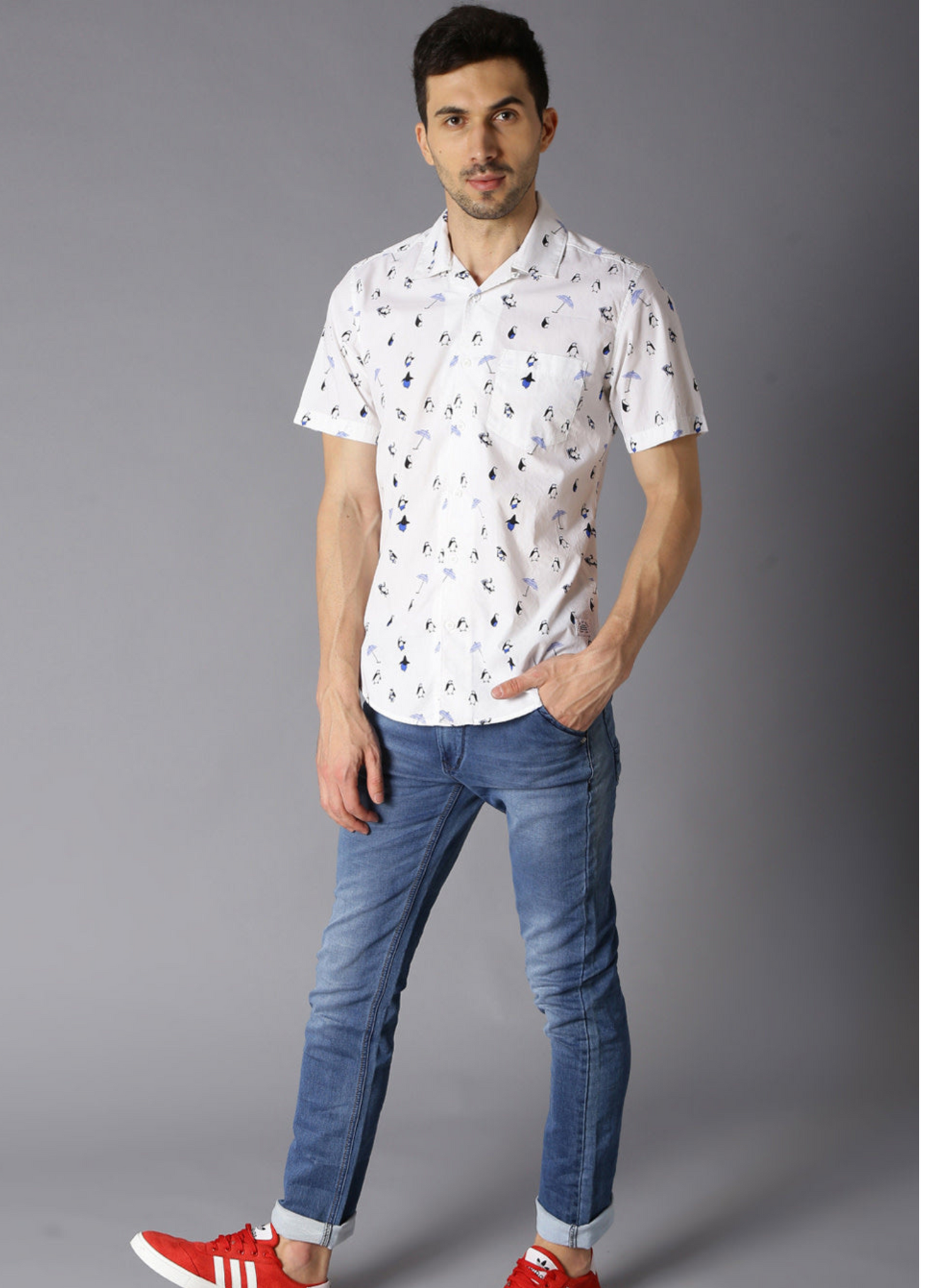 White Penguin Printed Shirt