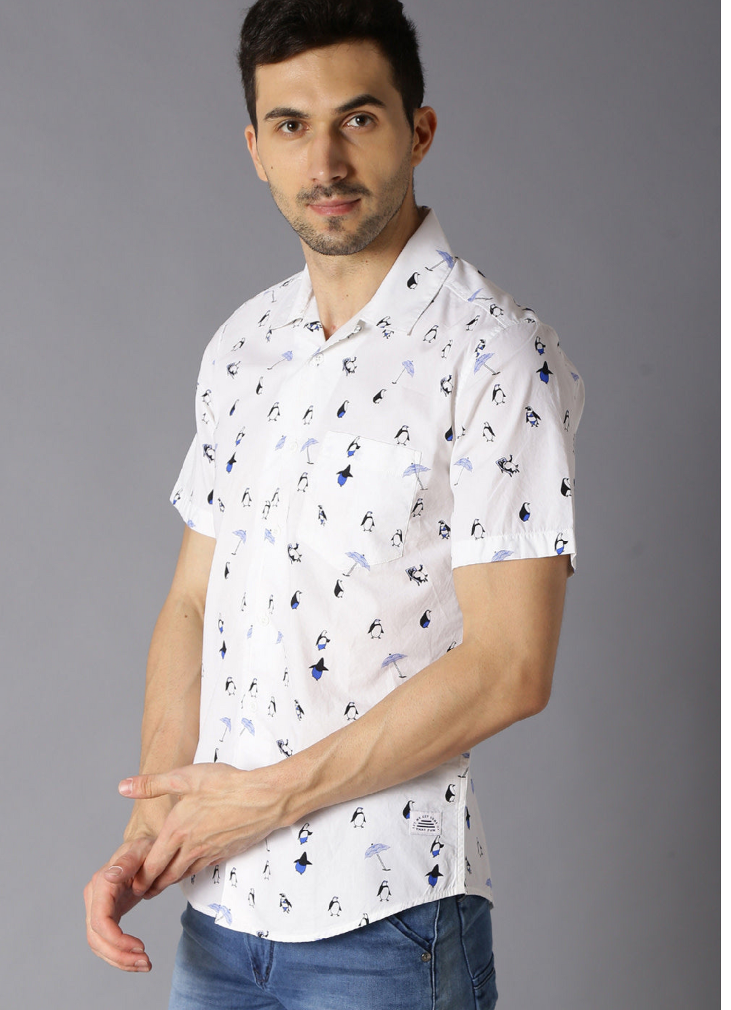 White Penguin Printed Shirt