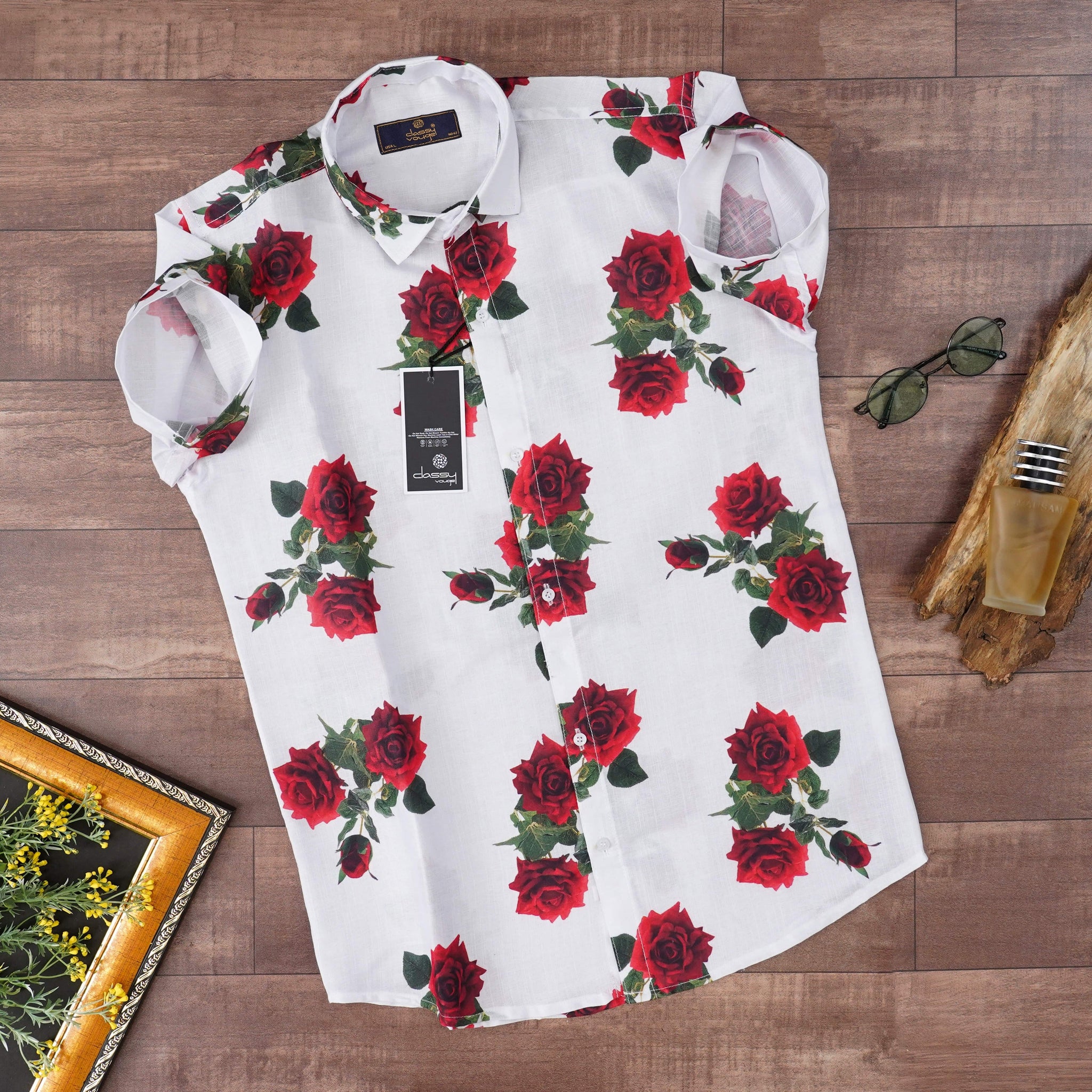 Red And White Floral Printed Shirt